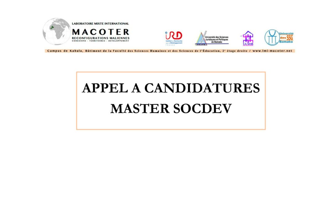 Appel à candidatures – Master SOCDEV