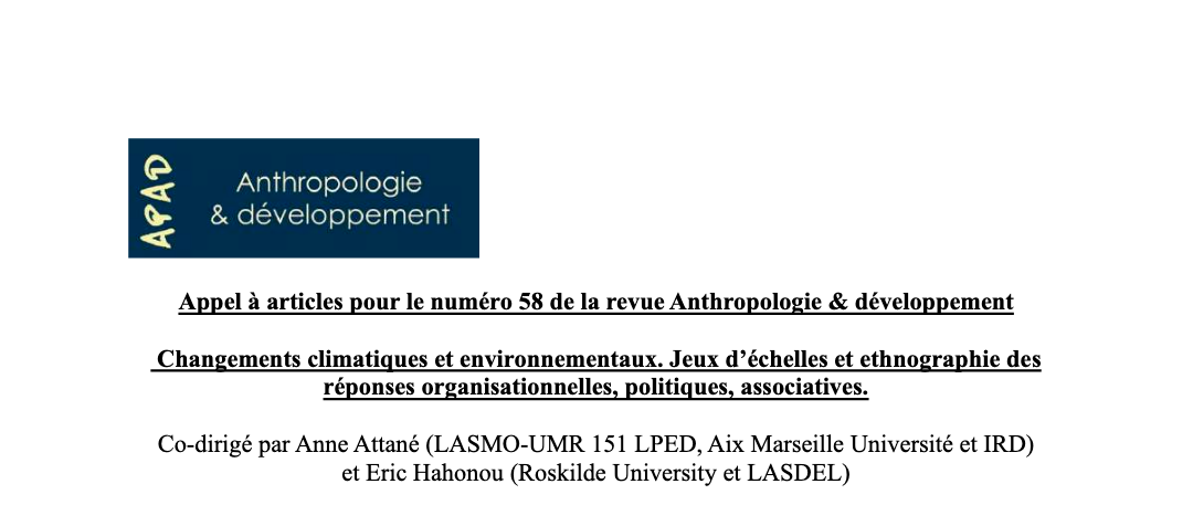 Appel à contributions – Revue Anthropologie & développement