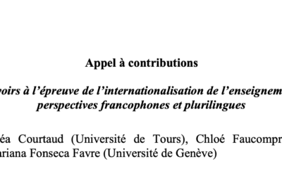 APPEL À CONTRIBUTIONS – PUBLICATION SCIENTIFIQUE