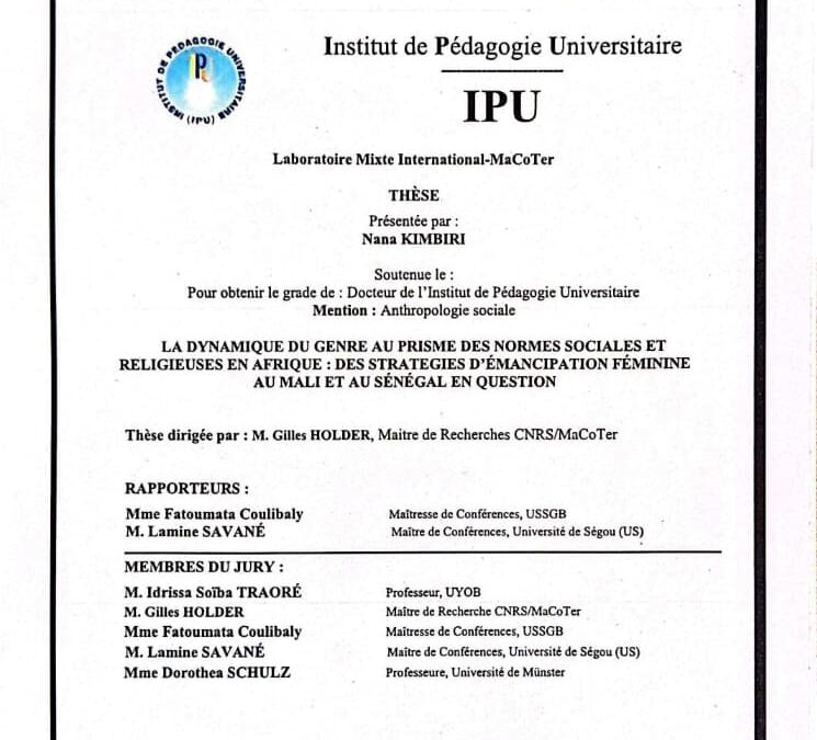 Soutenance de thèse de Nana KIMBIRI
